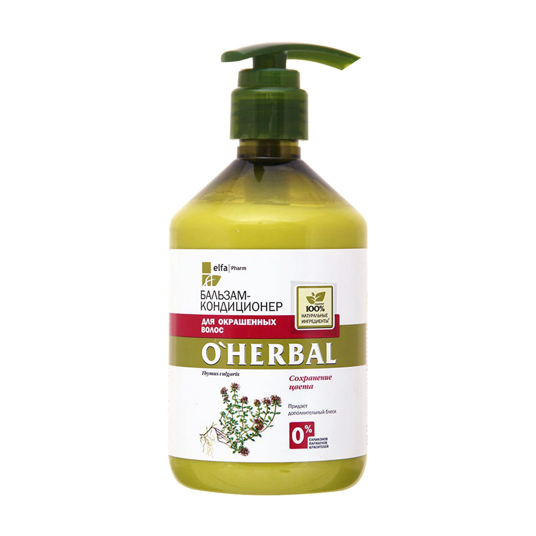 Бальзам-кондиціонер O'Herbal Збереження кольору, для фарбованого волосся, з екстрактом чебрецю, 500 мл